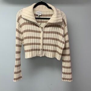 Brown and cream cropped sweater